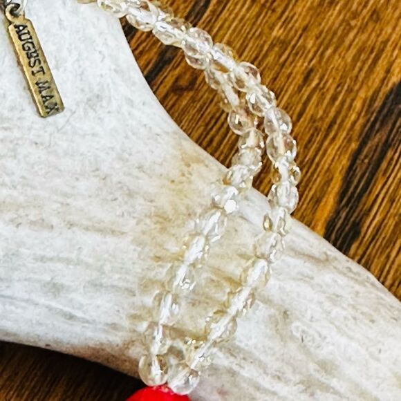 Necklace Red and Black beads VINTAGE Asian Inspired by August Max - Picture 6 of 9